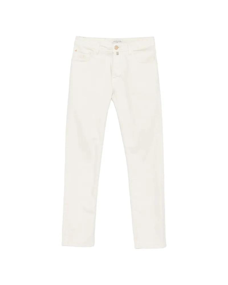 Jacob Cohën Bard Logo-patch Cotton Trousers Neutrals
