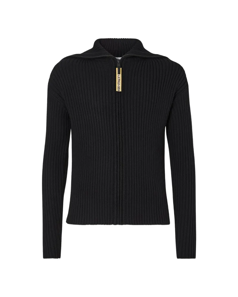 Fendi Ribbed-knit Zip-up Sweater Black