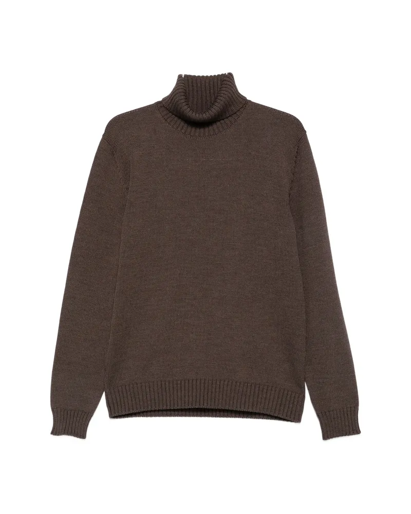 Zanone Roll-neck Ribbed-trim Sweater Brown