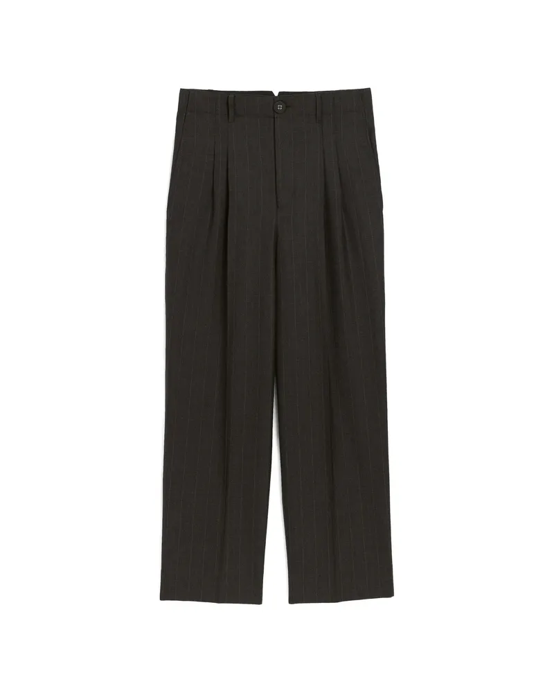 AMI Paris High-waisted Carrot-fit Striped Wool Trousers Grey