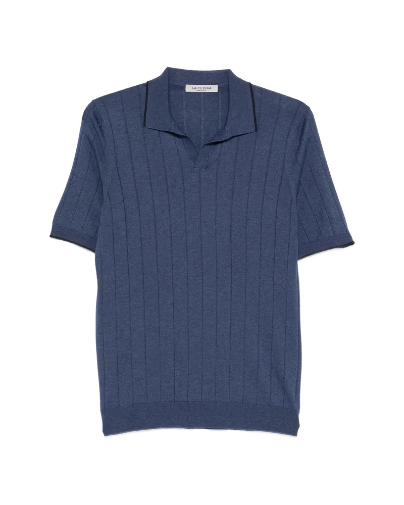 La Fileria Vertical-stripe Short-sleeve T-shirt Blue