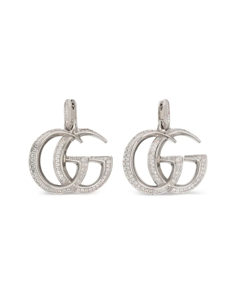Gucci GG Marmont Crystal-embellished Earrings Silver
