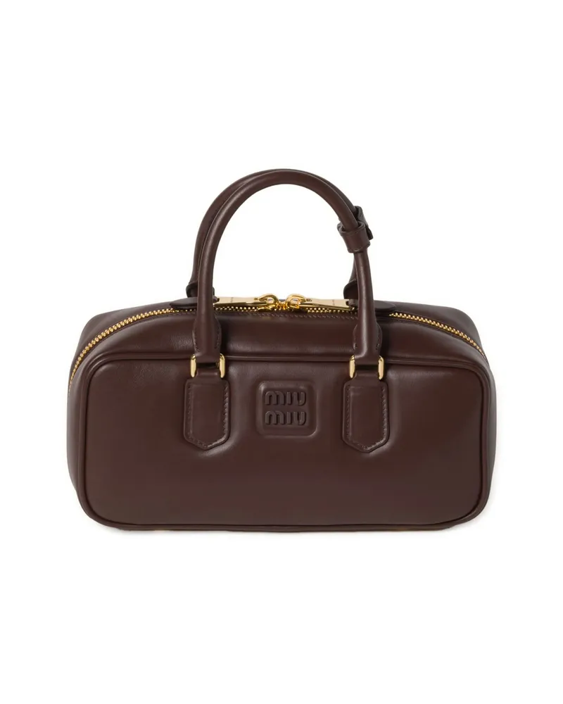 Miu Miu Arcadie Leather Tote Bag Brown