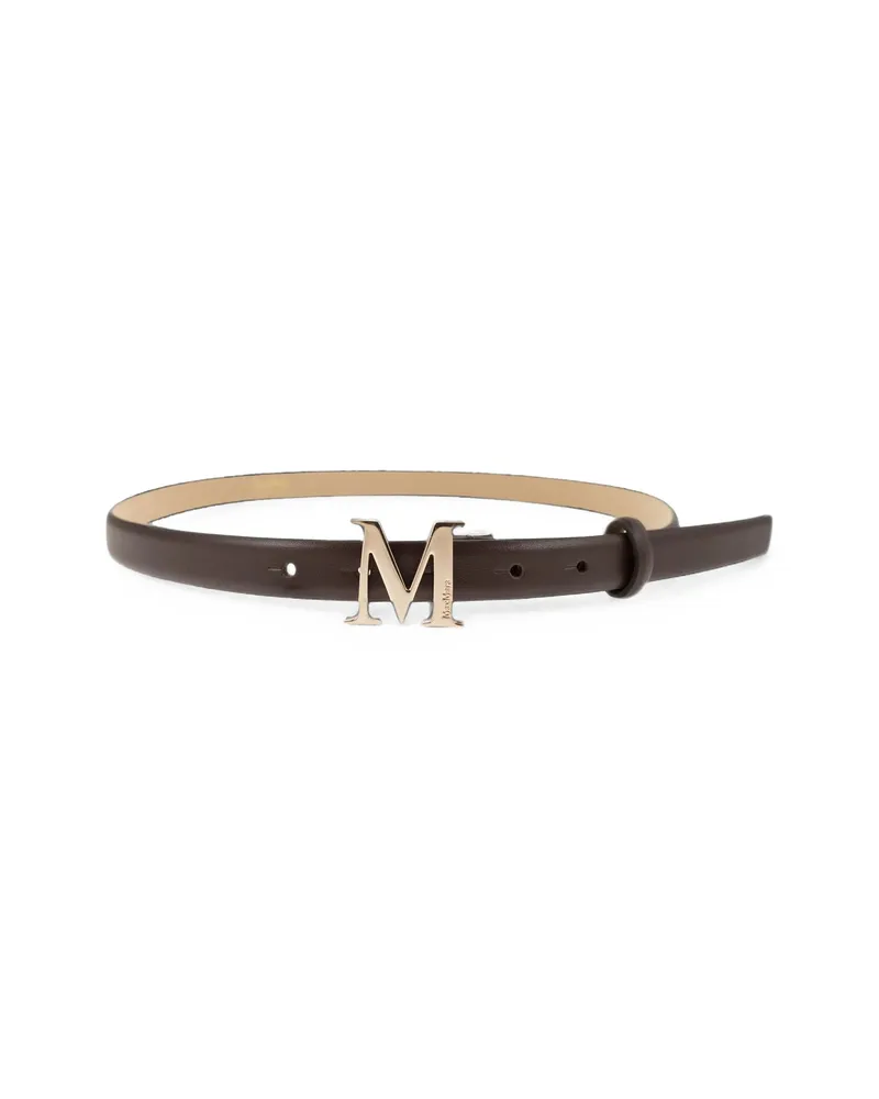 Max Mara MCLASSIC20S - Monogram Leather Belt Brown