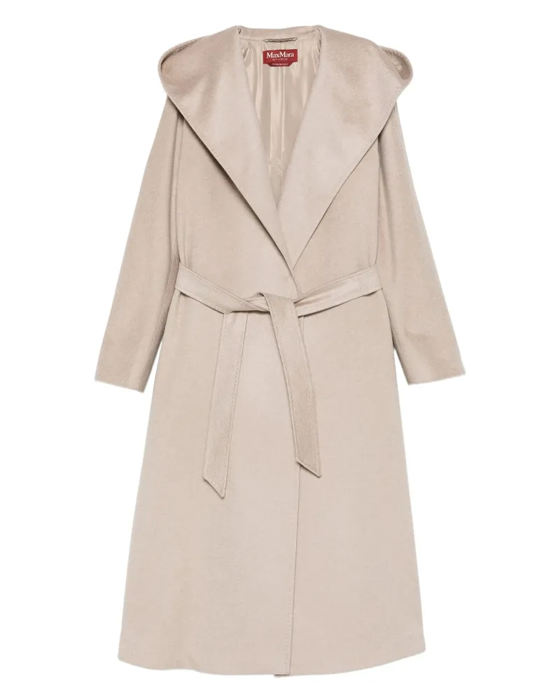 Max Mara Hooded Belted Coat Neutrals