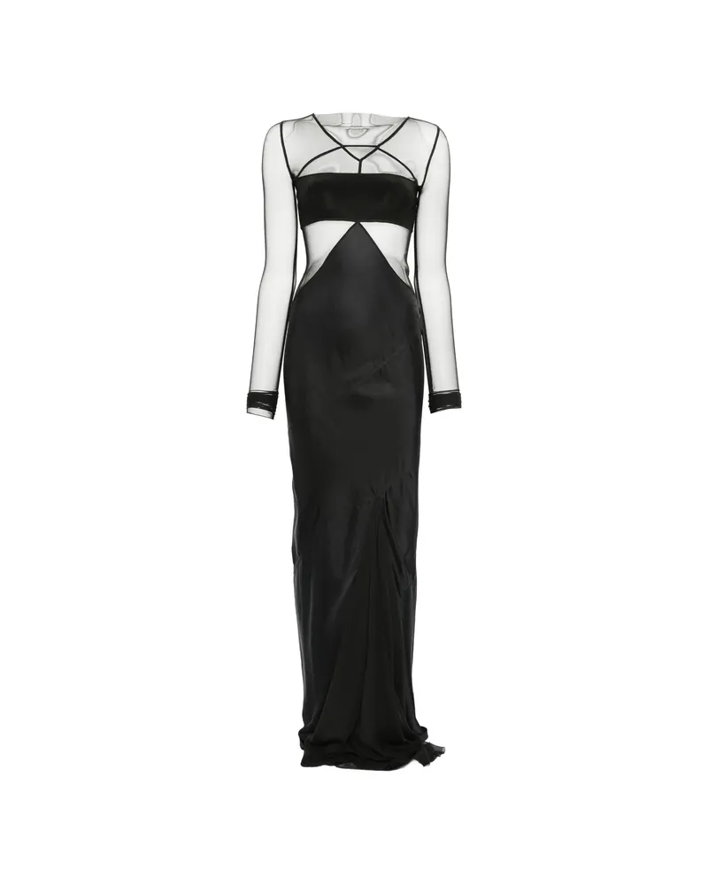 Rick Owens Combo Long-sleeve Maxi Dress Black