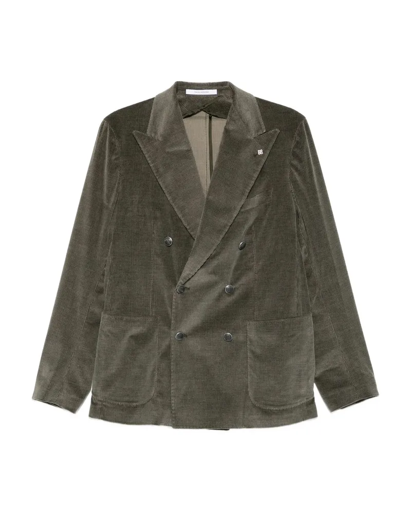 Tagliatore Double-breasted Corduroy Blazer Green
