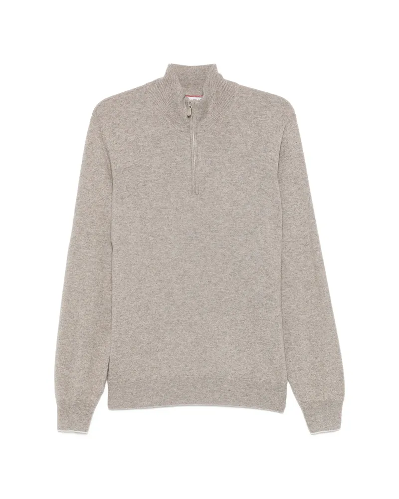Brunello Cucinelli Quarter-zip Sweater Neutrals