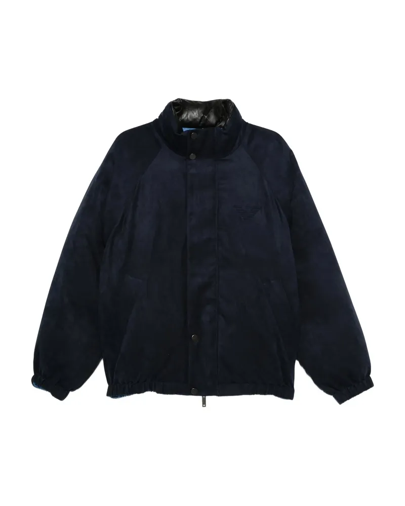 Emporio Armani Tonal-logo Press-studs Jacket Blue
