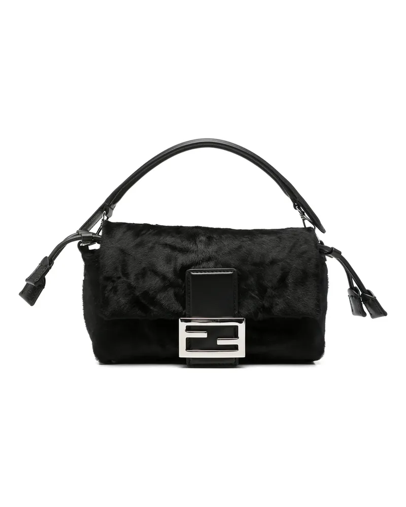 Fendi Small Baguette Hair-finish Clutch Bag Black