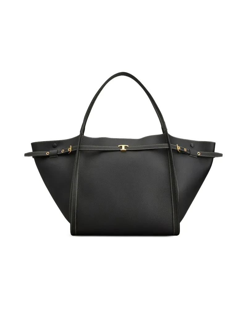 TOD'S T Signature Shopping Bag In Leather Medium Black