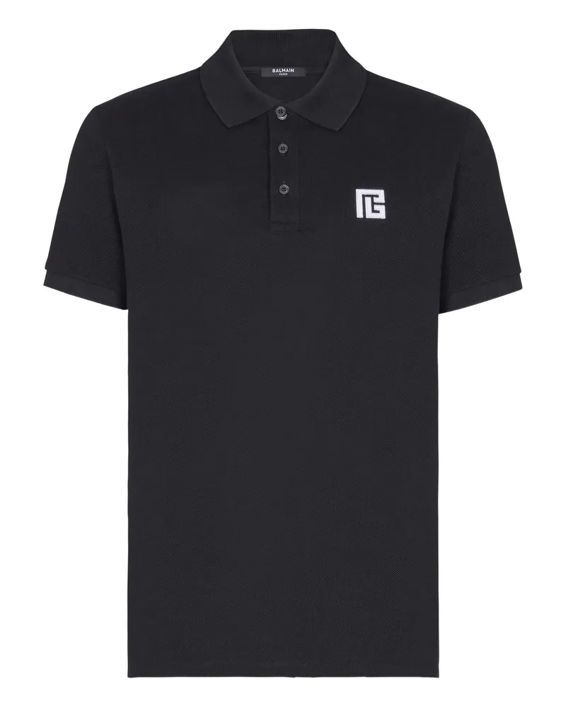 Balmain Logo-embroidered Polo Shirt Black