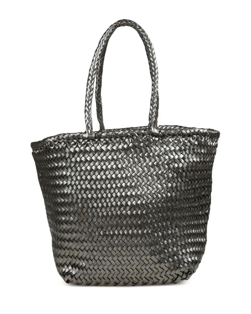 Dragon Diffusion Grace Basket Woven Leather Tote Bag Grey