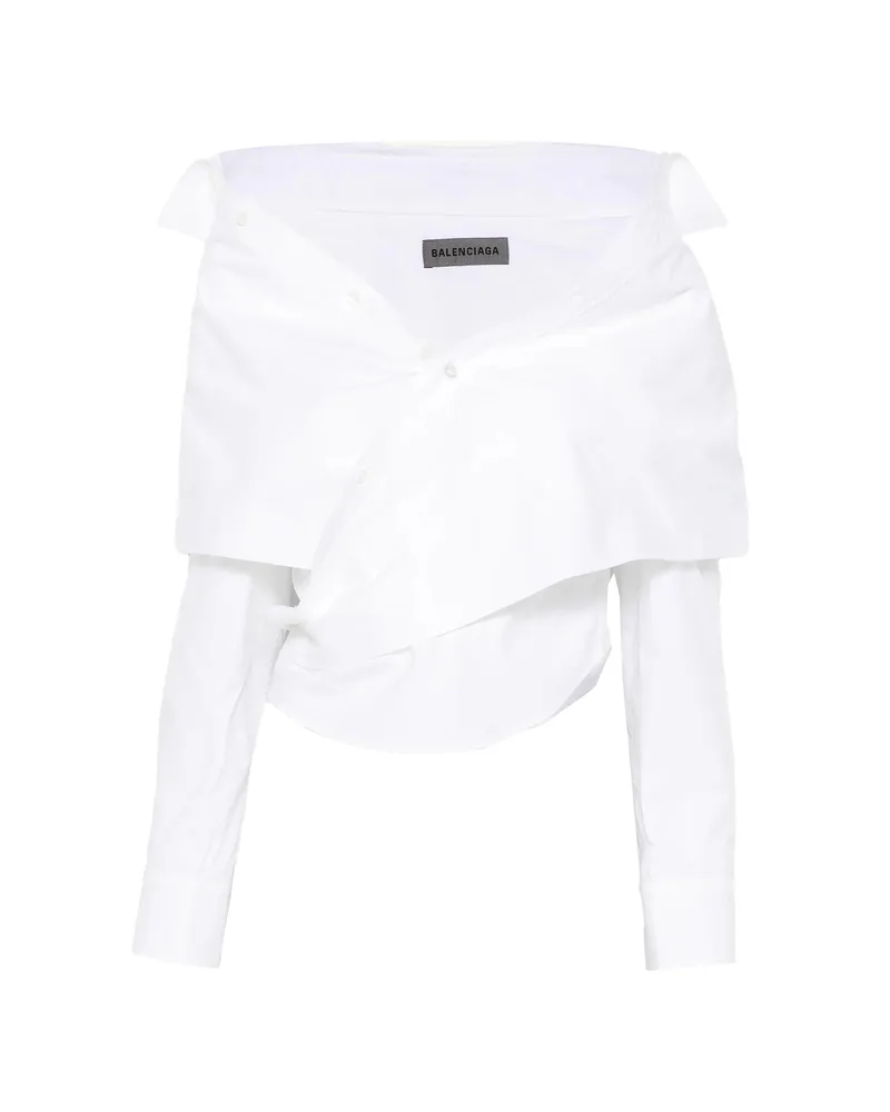 Balenciaga Off-the-shoulder Wrap Blouse Blue