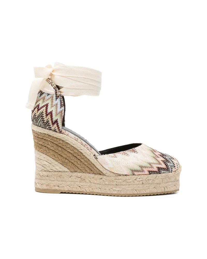 Missoni Zigzag-pattern Tie Espadrilles Neutrals