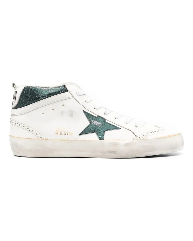 Golden Goose Cracked-effect Mid Star Sneakers Neutrals