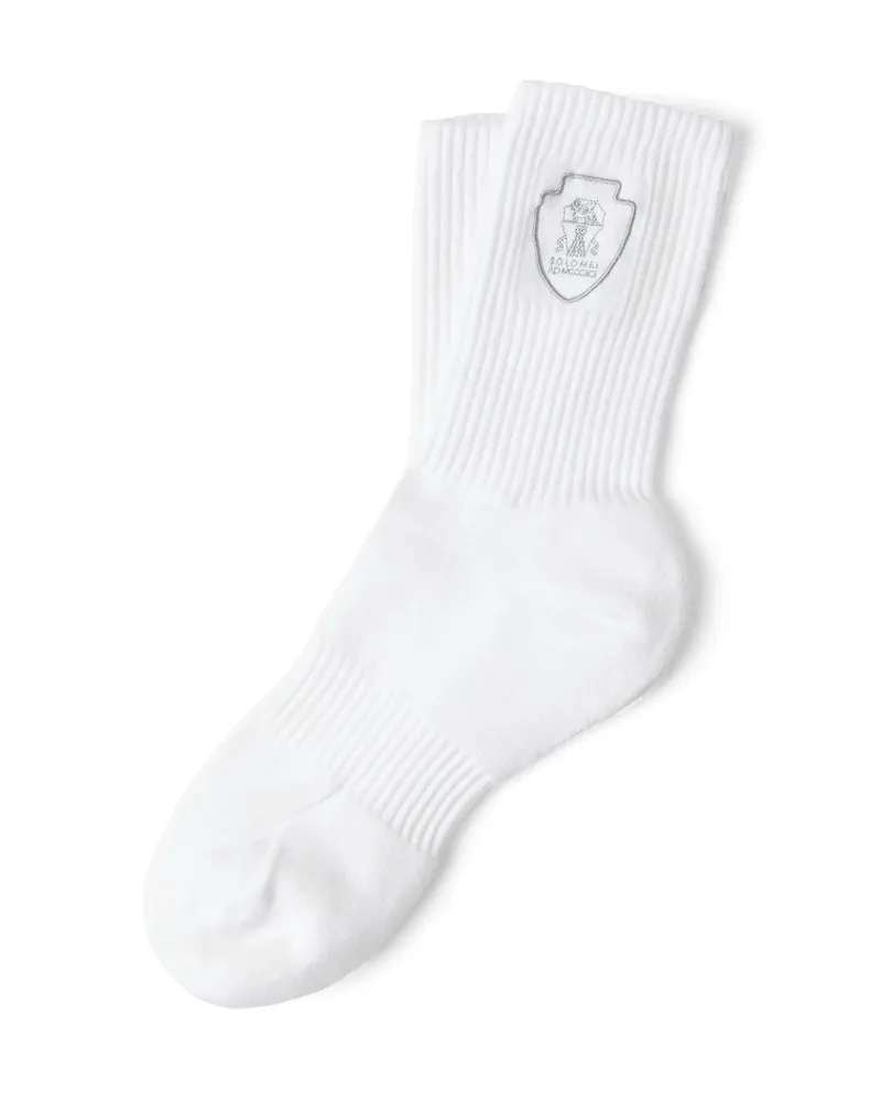 Brunello Cucinelli Logo-embroidered Socks White