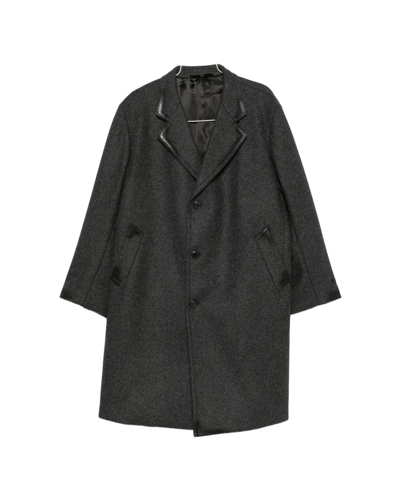 Prada Leather-trimmed Single-breasted Coat Grey