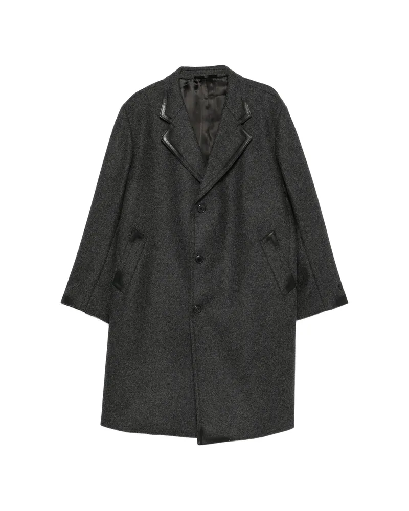 Prada Leather-trimmed Single-breasted Coat Grey
