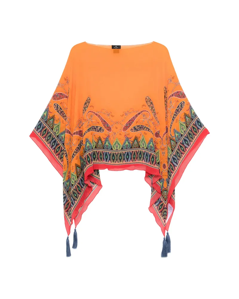 Etro Paisley Tassel Top Orange