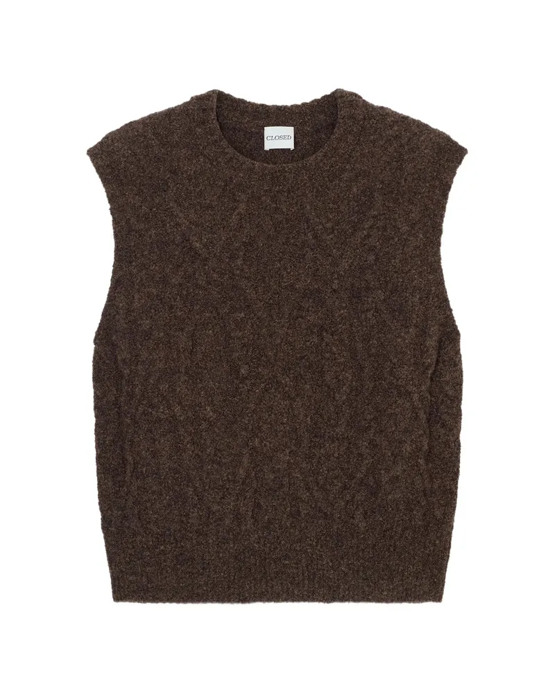 Closed Crew-neck Vest Brown