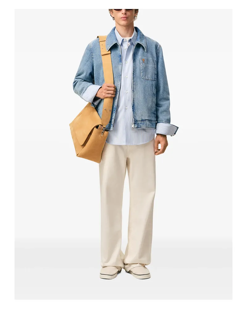 AMI Paris Ami De Coeur Cotton Zipped Jacket Blue