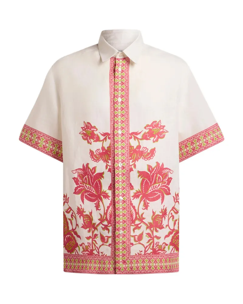 Etro Floral-print Linen Shirt Neutrals