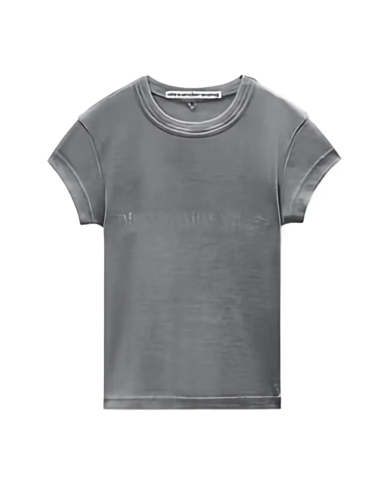 Alexander Wang Crystal Hotfix Logo T-shirt Grey