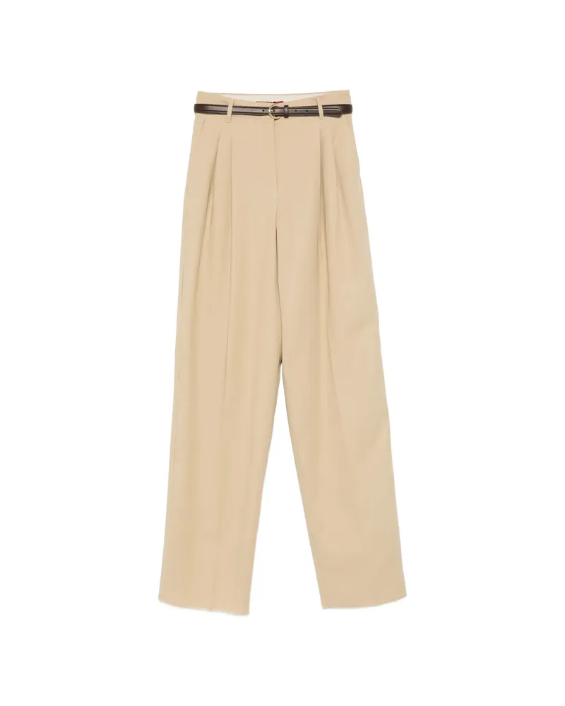 Max Mara Divo Pleated Belt Trousers Neutrals