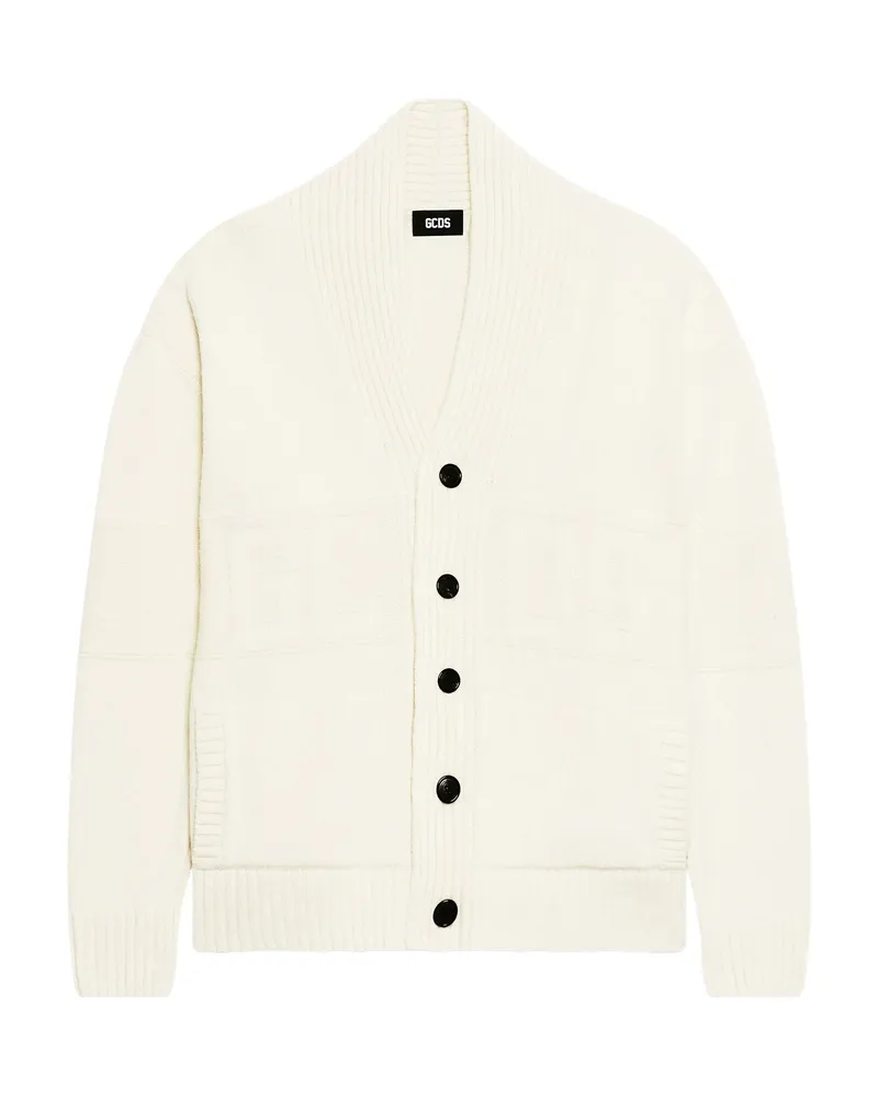 GCDS Buttoned V-neck Cardigan Neutrals