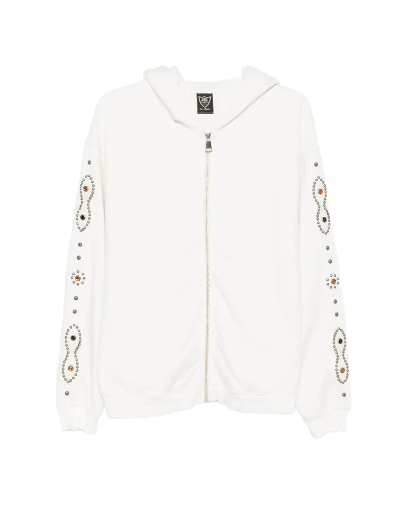 HTC Hollywood Trading Company Stud-embellished Zip-up Hoodie White