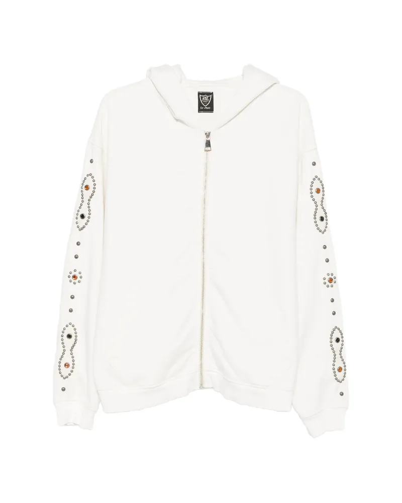 HTC Hollywood Trading Company Stud-embellished Zip-up Hoodie White