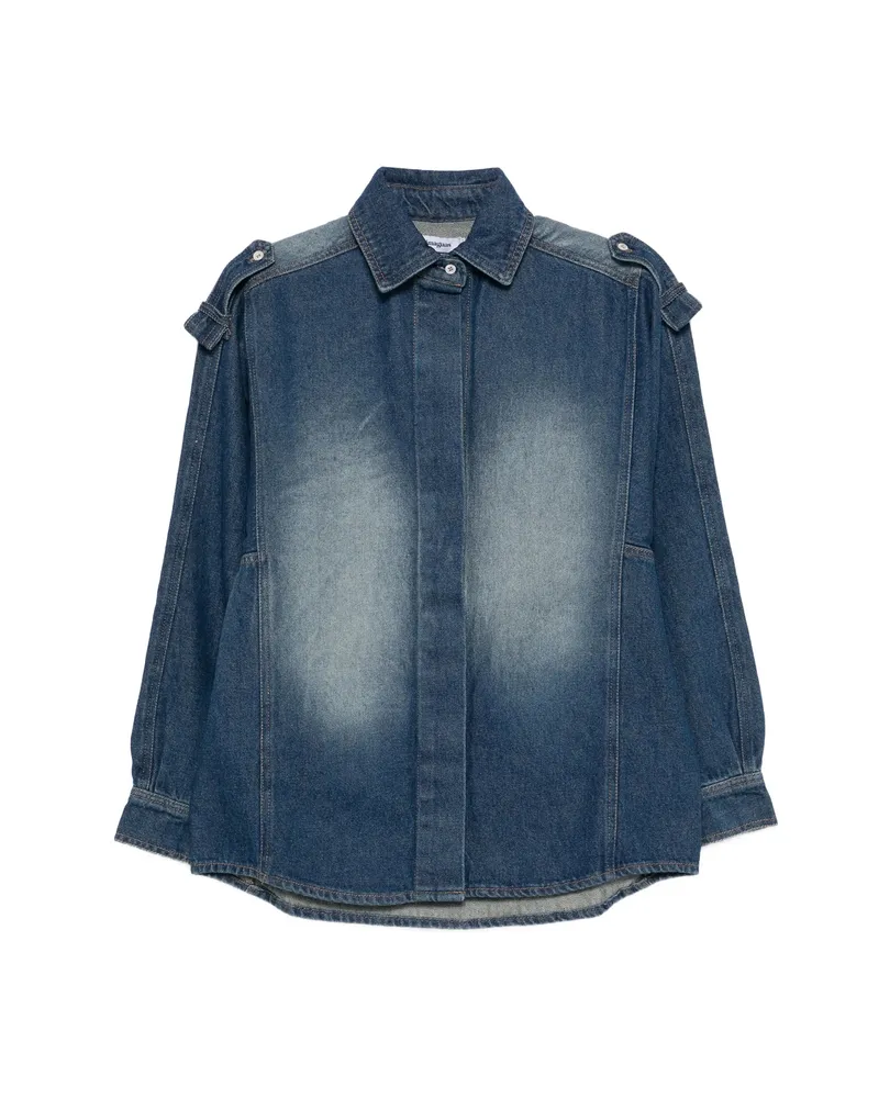 GIMAGUAS Shoulder-tab Buttoned Shirt Blue