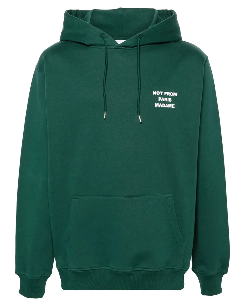 Drôle de Monsieur Le Hoodie Slogan Printed Hoodie Green