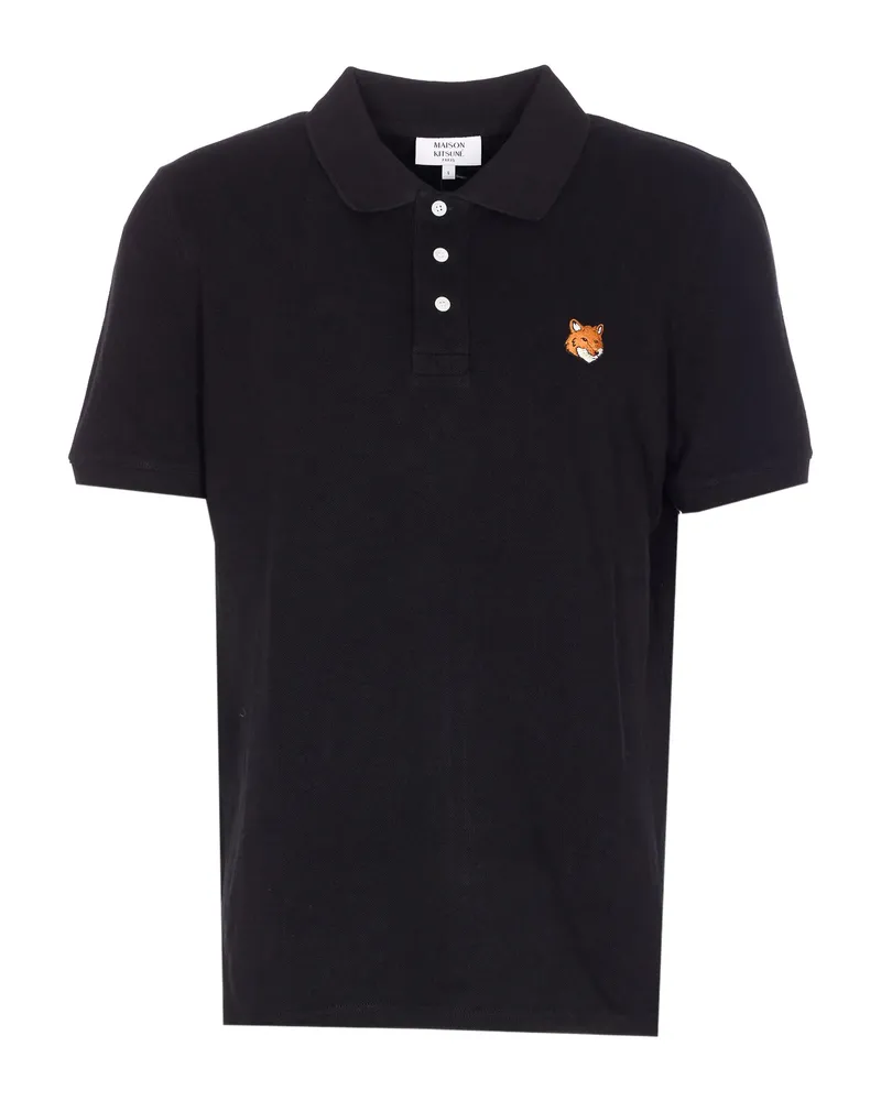 Kitsuné Embroidered Short-sleeve Polo Shirt Black