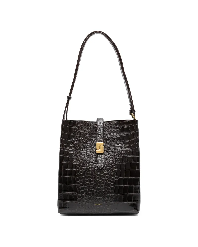 Soeur Bello Embossed Tote Bag Brown