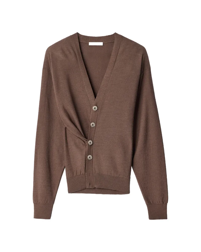 Christophe Lemaire Relaxed Twisted Cardigan In Merino Blend Brown