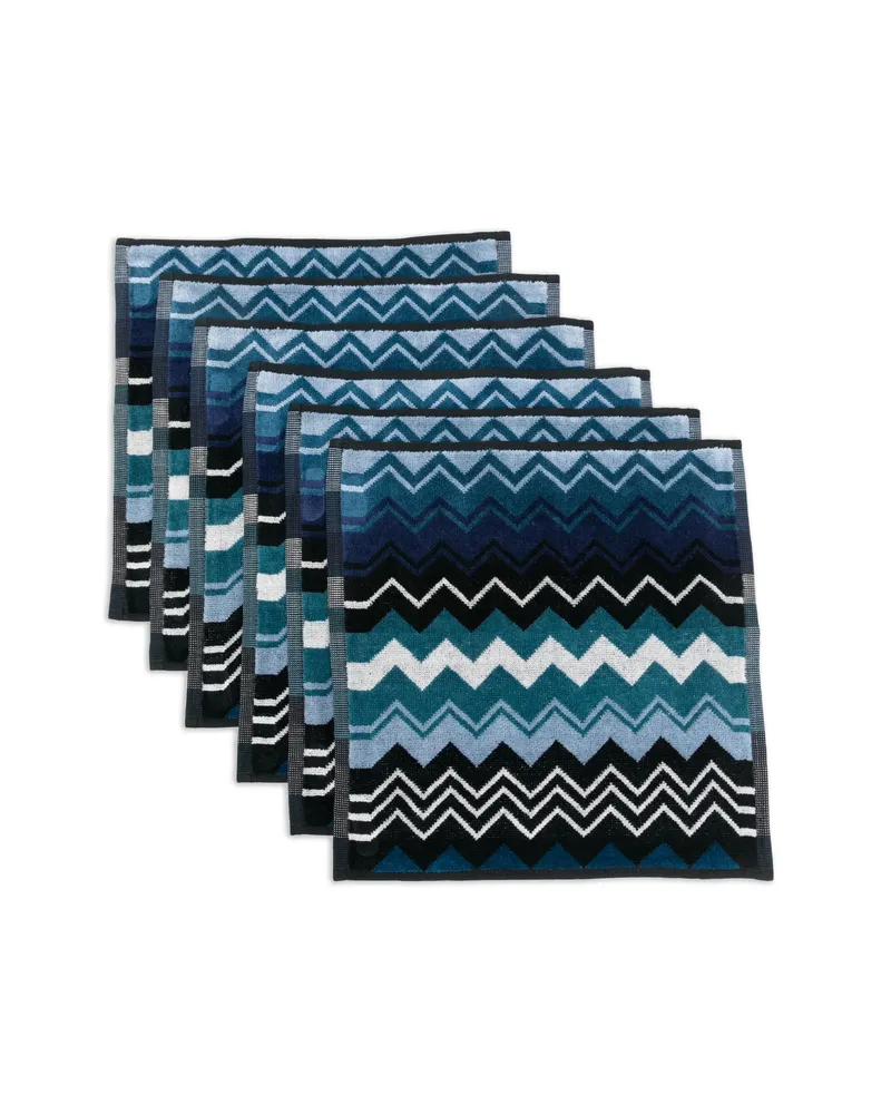 Missoni Home Giacomo Zigzag-pattern Face Towels (set Of Six Blue