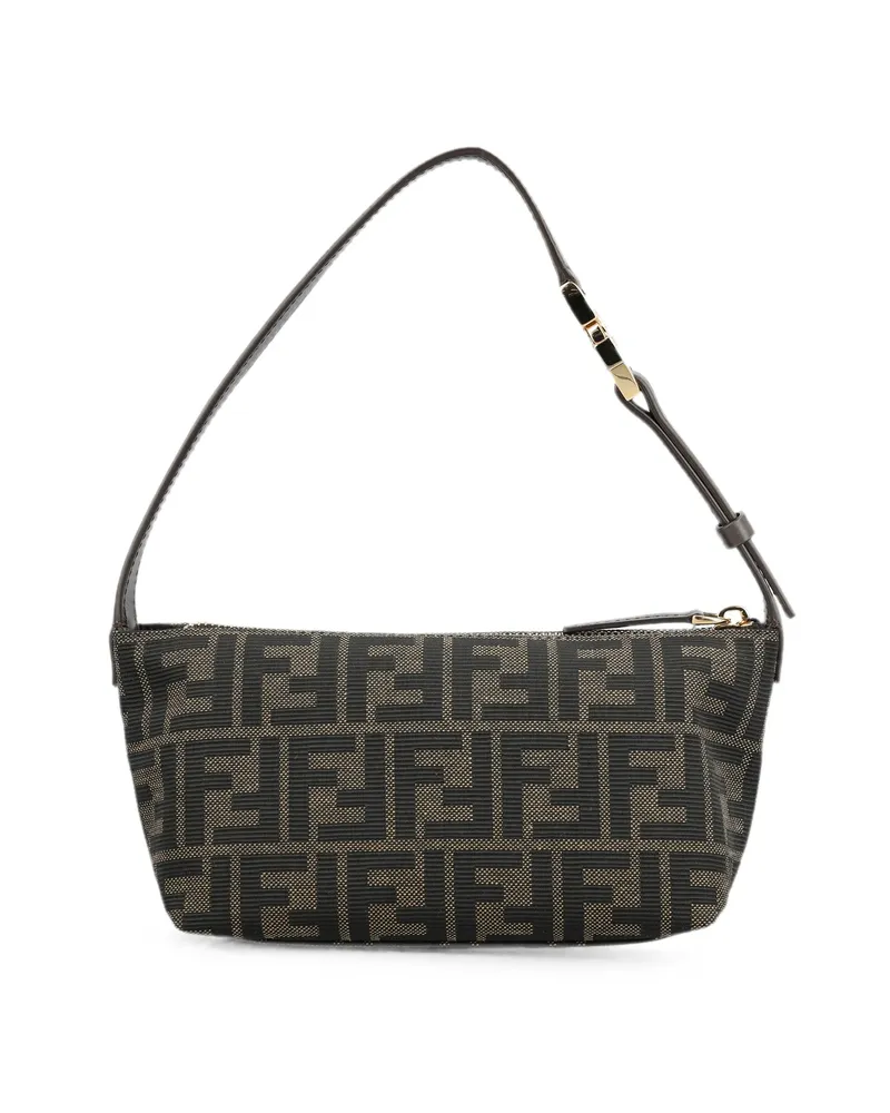 Fendi Vanity Pouch Small FF Zucca Jacquard Fabric Mini Bag Black