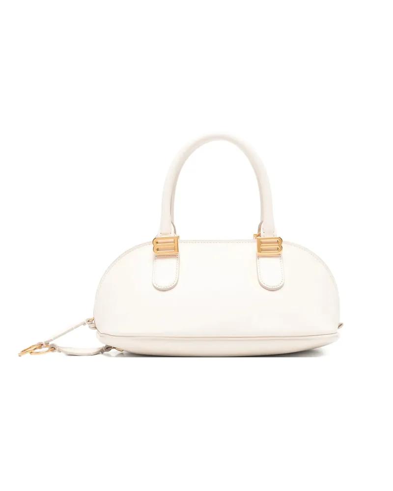 Balenciaga Mini Bolero B-logo Leather Tote Bag Neutrals