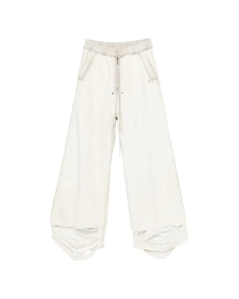 Rick Owens Bela Drawstring Ripped Trousers Neutrals