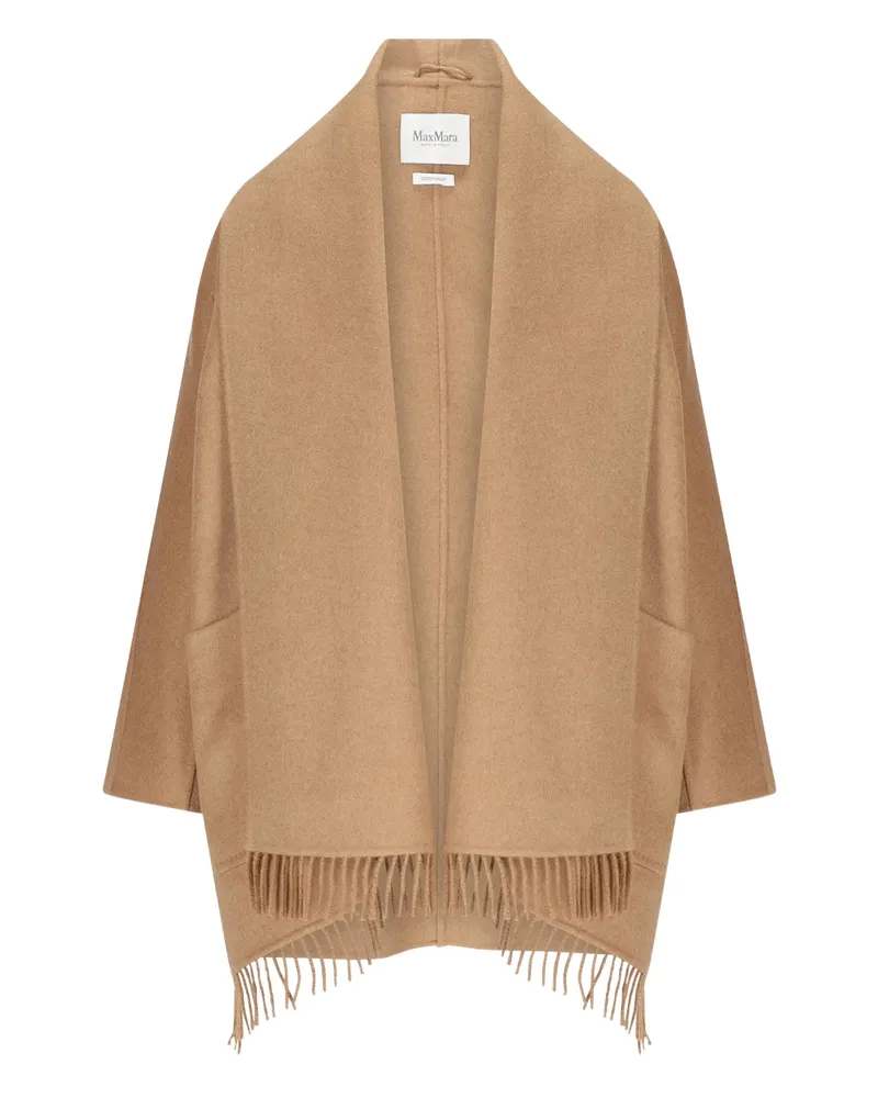 Max Mara Fringed Long-sleeve Coat Brown