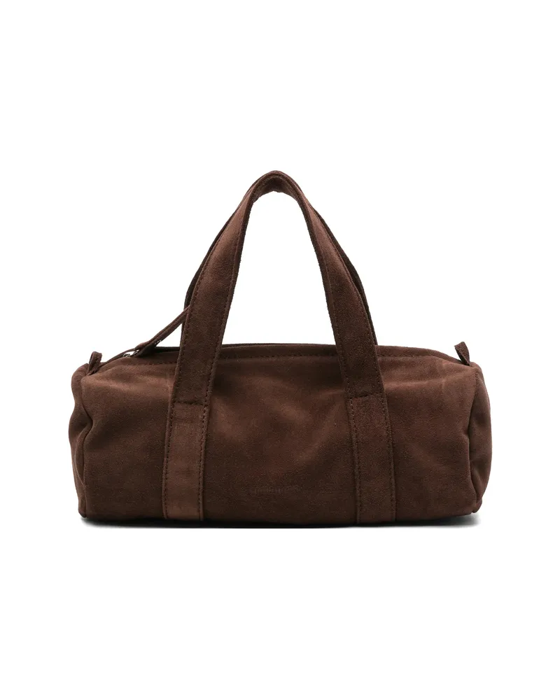 GIMAGUAS Mini Claudia Suede Barrel Tote Bag Brown