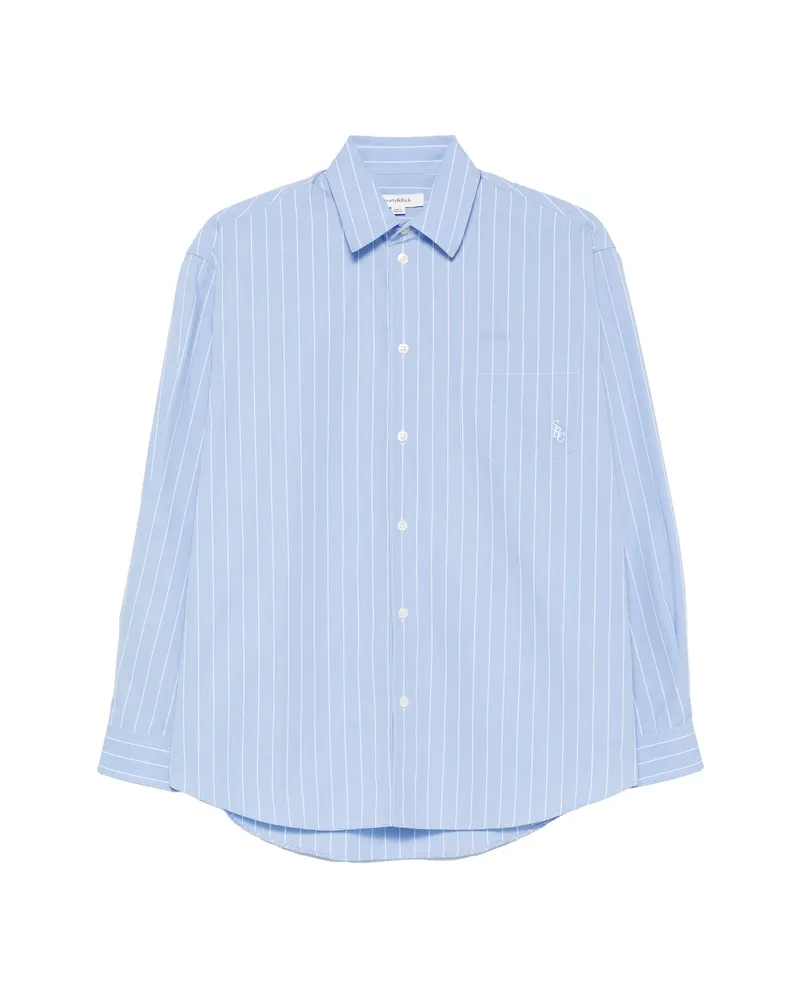 SPORTY & RICH Striped Cotton Shirt Blue