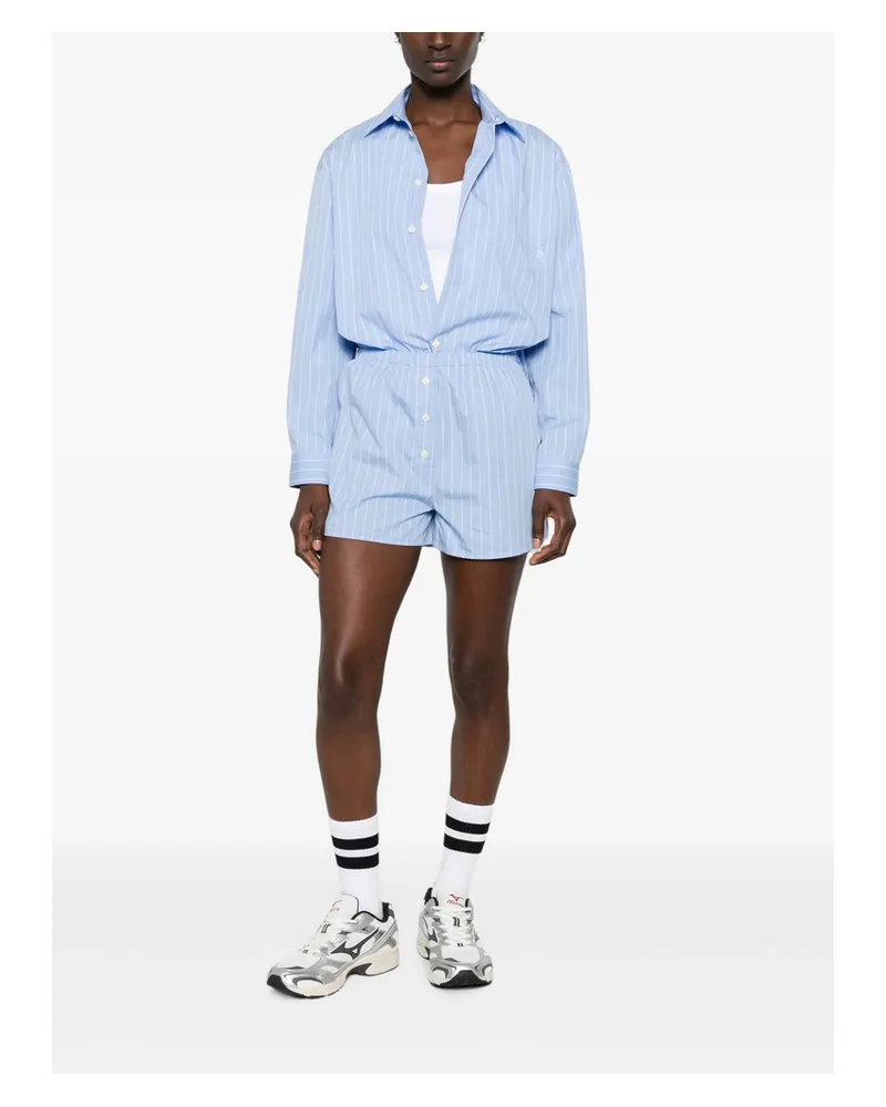 SPORTY & RICH Striped Cotton Shirt Blue