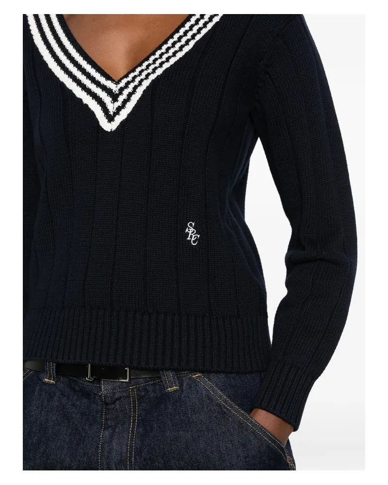 SPORTY & RICH V-neck Sweater Blue
