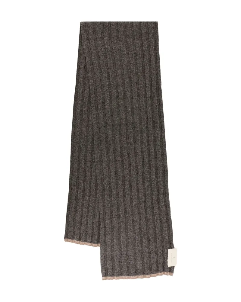 Brunello Cucinelli Ribbed Cashmere Scarf Grey