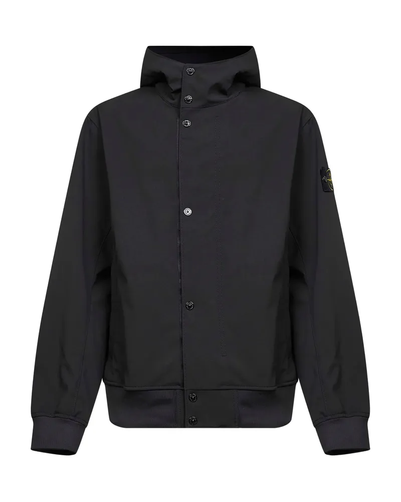 Stone Island Hooded Zip-up Jacket Black
