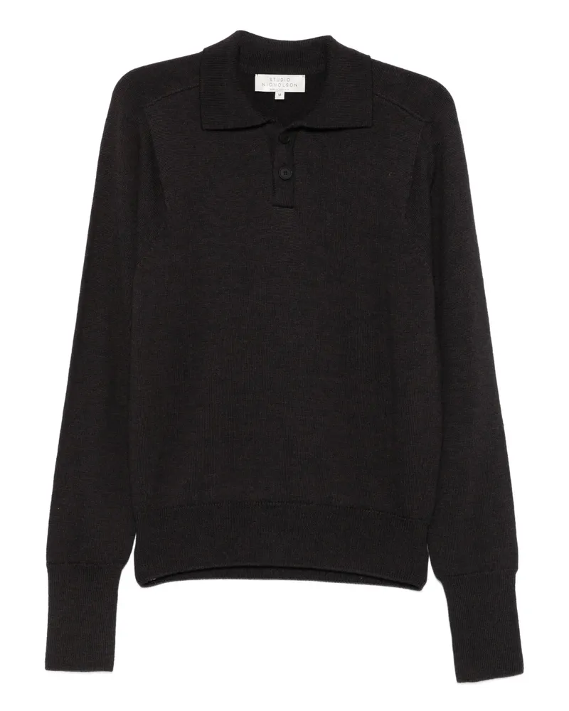 Studio Nicholson Sark Polo Two-button Jumper Brown