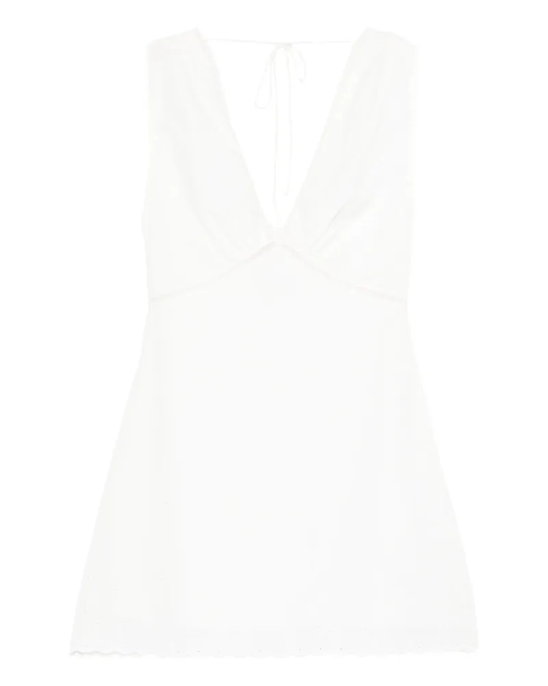 Faithfull The Brand Denise V-neck Scalloped Dress White